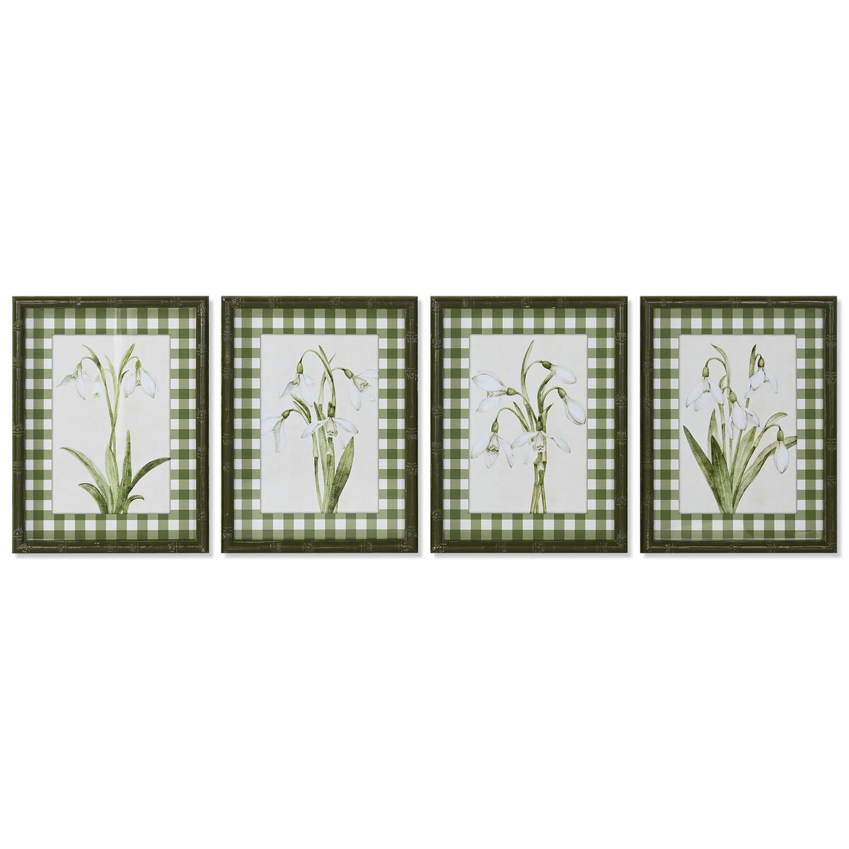 Maľba Home ESPRIT zelená Béžová Shabby Chic Botanické rastliny 30 x 2,5 x 40 cm (4 kusov)