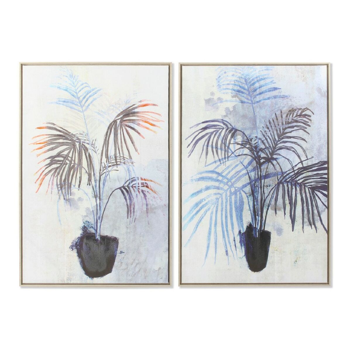 Maľba DKD Home Decor Rastlina 83 x 4,5 x 123 cm Škandinávsky (2 kusov)