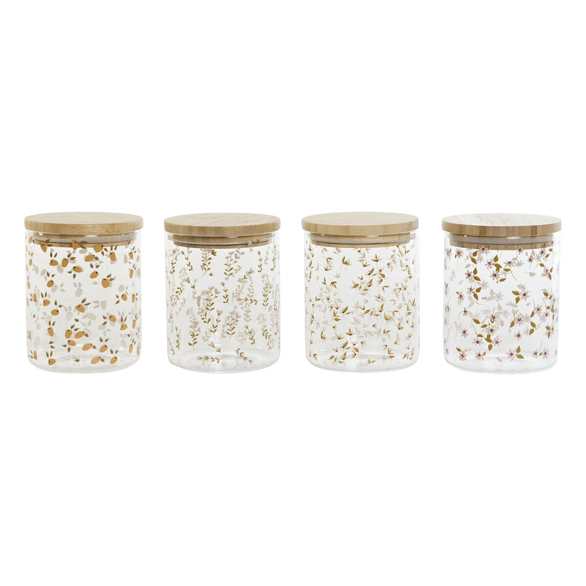 Loď DKD Home Decor Bambus Borokremičité sklo Shabby Chic 700 ml 10 x 10 x 12,5 cm (4 kusov)