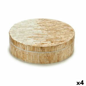 Ozdobná krabica Biela Béžová Perleť drevotriesková doska 25 x 8 x 25 cm (4 kusov)