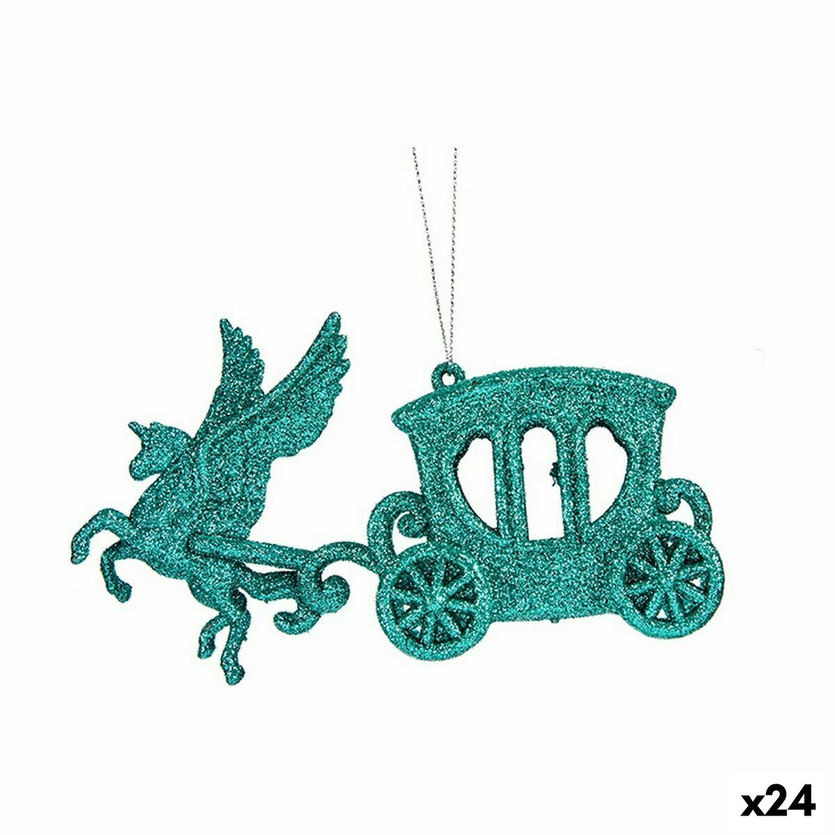 Vianočná ozdoba Zázračný vozík zelená Plastické Trblietky 15 x 8,5 x 4,5 cm (24 kusov)