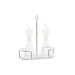Sada oleja a octu DKD Home Decor 200 ml 19,5 x 10 x 23,5 cm Kov Transparentná 2 kusov Borokremičité sklo