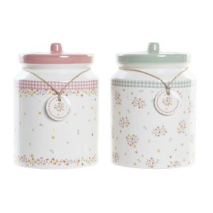 Loď DKD Home Decor zelená Ružová Vichy káro 15,5 x 15,5 x 21 cm (2 kusov)
