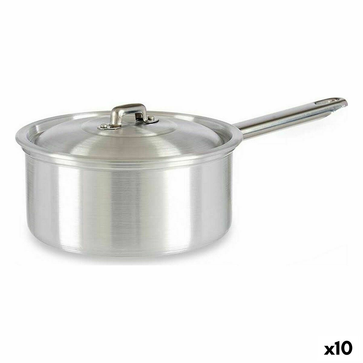 Hrniec s rúčkou a pokrievkou Ø 16 cm Striebristý Aluminium 1,5 L (10 kusov)