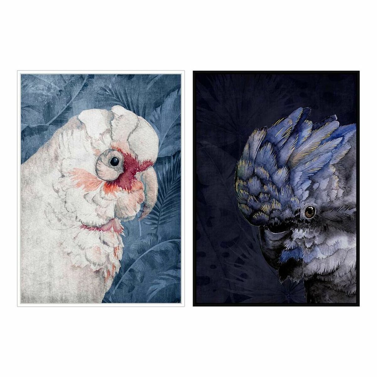 Maľba DKD Home Decor 83 x 4,5 x 123 cm papagáj Tropické (2 kusov)