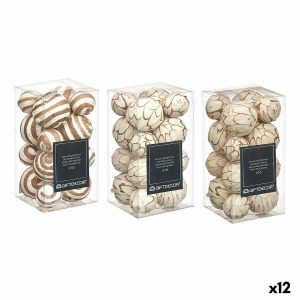 Set of Decorative Balls Gaštanová Biela (12 kusov)