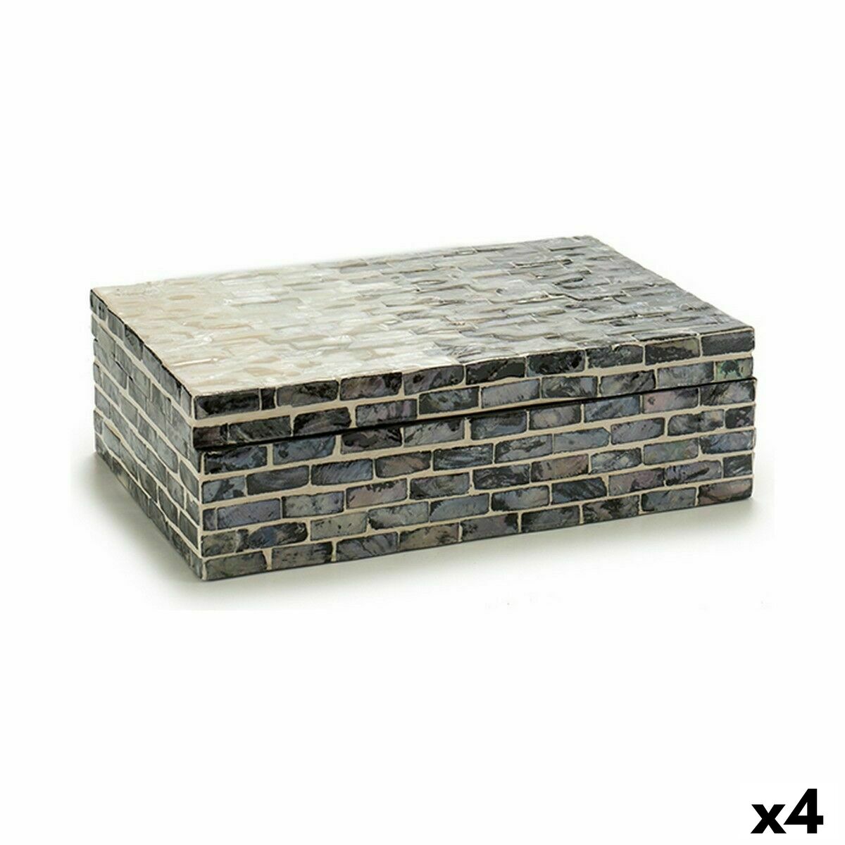 Ozdobná krabica Sivá Perleť drevotriesková doska 15,2 x 7,2 x 25 cm (4 kusov)