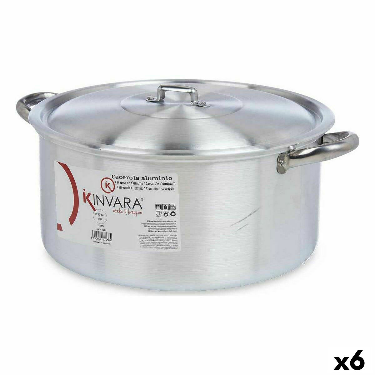 Kastról s pokrievkou Striebristý Aluminium 10 L (6 kusov)