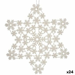 Vianočná ozdoba Hviezda Perleť 31,5 x 32 x 0,1 cm (24 kusov)