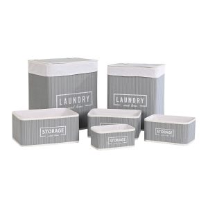 Sada košíkov DKD Home Decor Tmavo-sivá Bambus 40 x 30 x 46 cm (5 Kusy) (6 Kusy)