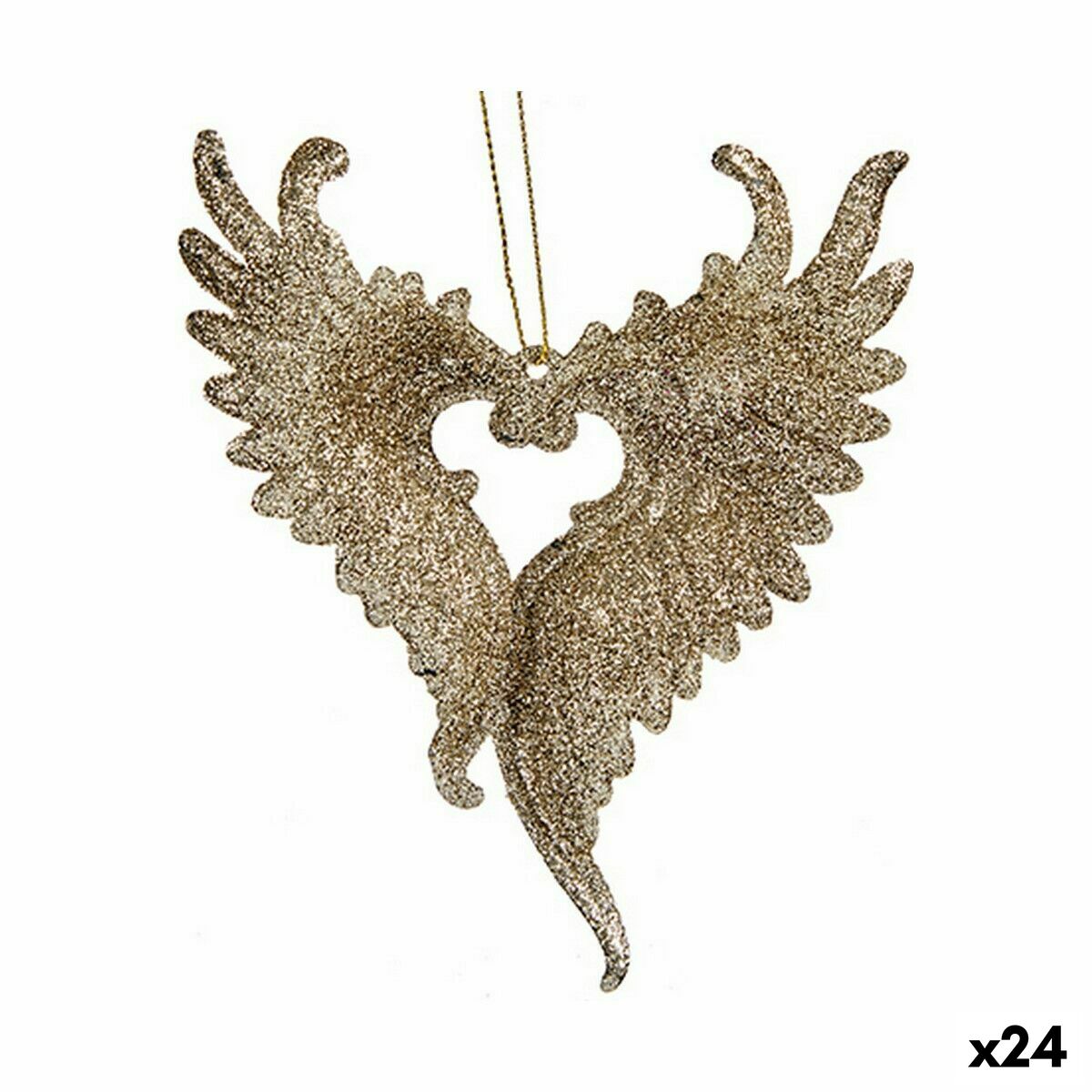 Vianočná ozdoba Krídla anjela champagne Plastické Trblietky 12 x 13 x 2,5 cm (24 kusov)