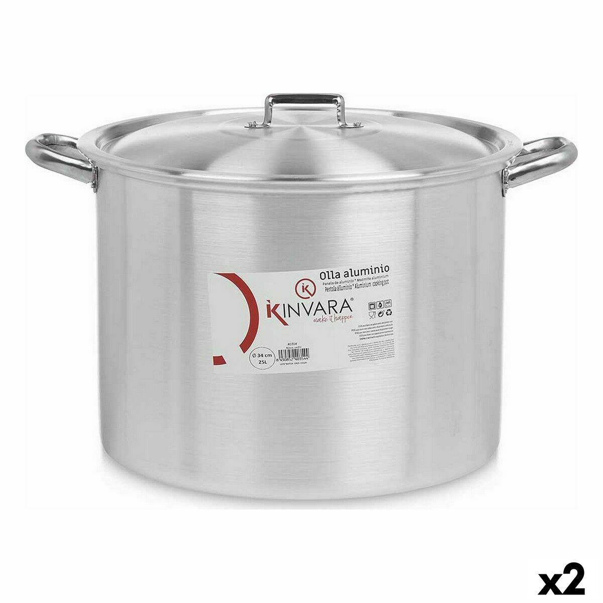 Hrniec s pokrievkou Ø 34 cm Striebristý Aluminium (2 kusov)