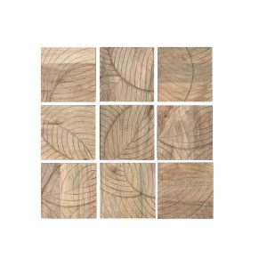 Dekorácia na stenu Home ESPRIT Prírodná Moderný List rastliny 90 x 3 x 90 cm (9 Kusy)