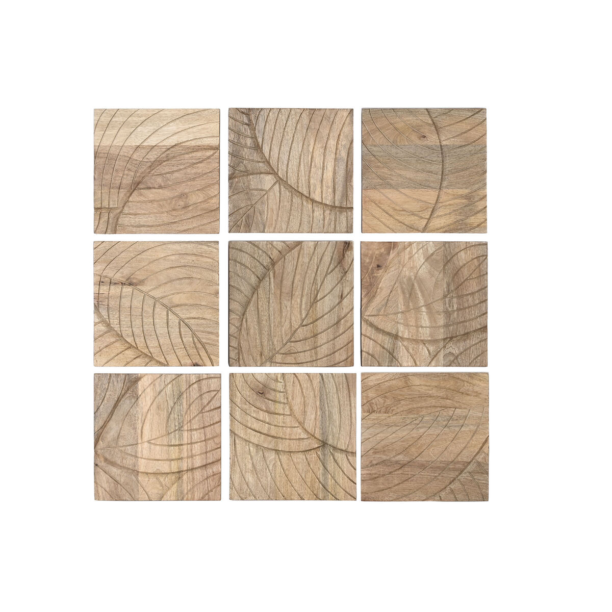 Dekorácia na stenu Home ESPRIT Prírodná Moderný List rastliny 90 x 3 x 90 cm (9 Kusy)