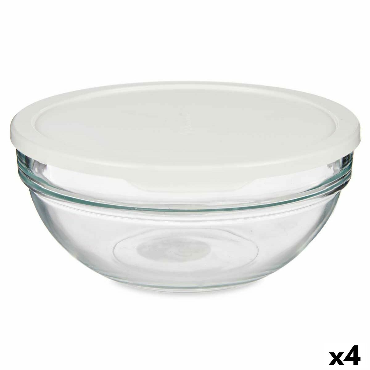 Okrúhla nádoba s vrchnákom Chefs Biela 1,135 L 17,2 x 7,6 x 17,2 cm (4 kusov)