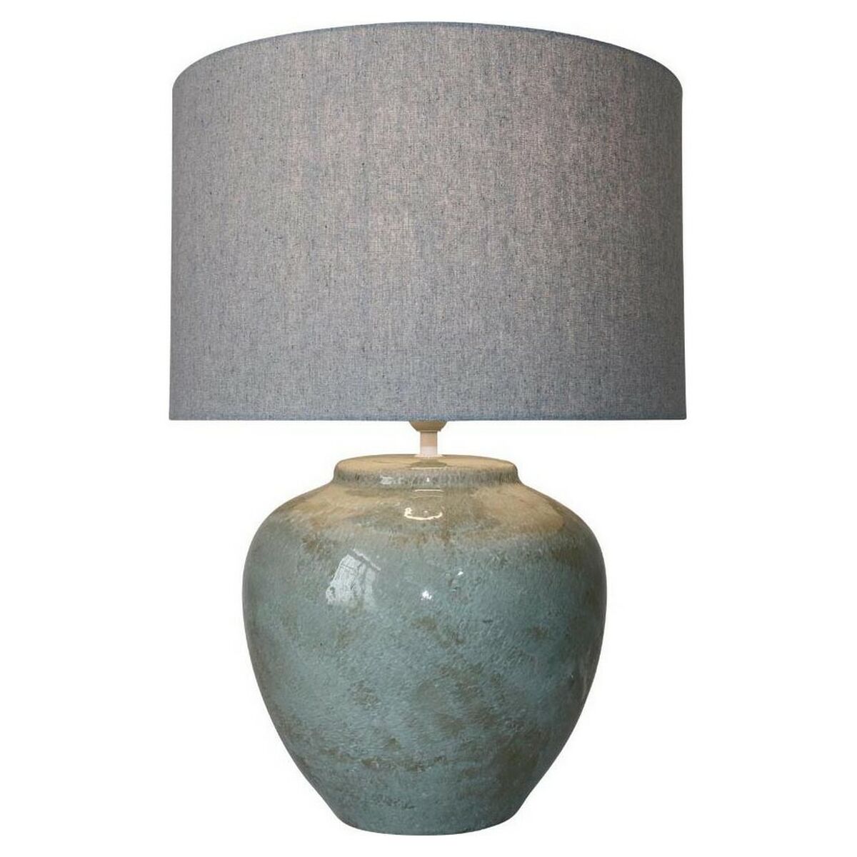 Stolná lampa DKD Home Decor Plátno Keramický Sivá (42 x 42 x 60 cm)