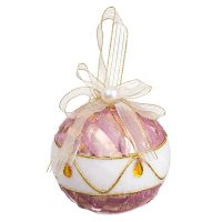 Vianočné gule Biela Ružová Polyfoam Látka 8 x 8 x 8 cm (4 kusov)