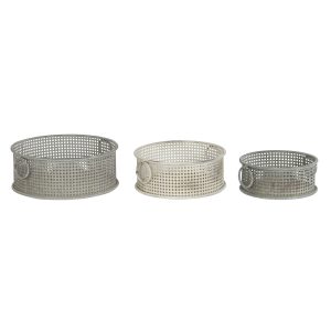 Súprava košíkov DKD Home Decor 43 x 42 x 17 cm Kov Aluminium Vintage