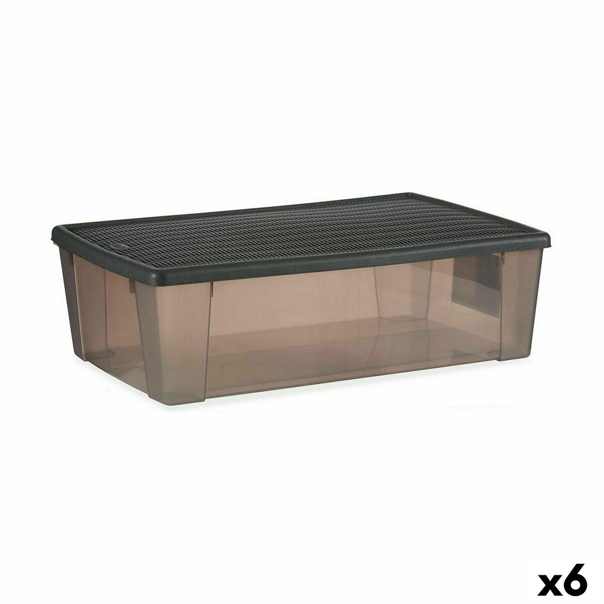 Nádoba na uskladnenie s vrchnákom Stefanplast Elegance Sivá Plastické 30 L 38,5 x 17 x 59,5 cm (6 kusov)