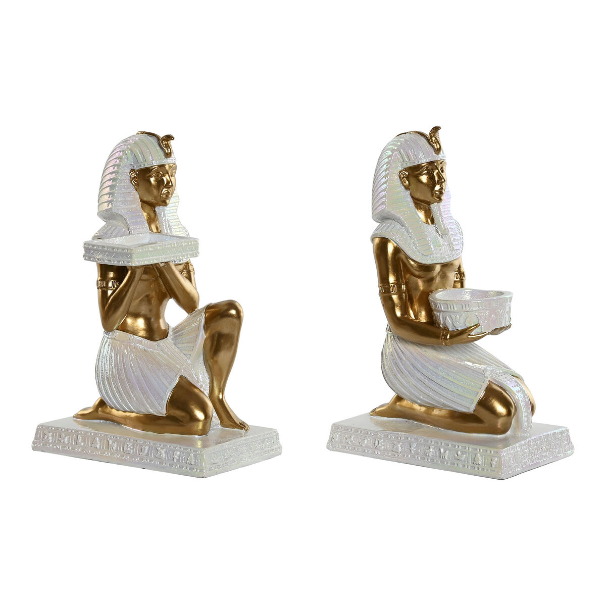Dekoratívne postava Home ESPRIT Biela Zlatá Živica Orientálny Egypťan 12,5 x 17 x 25 cm (2 kusov)