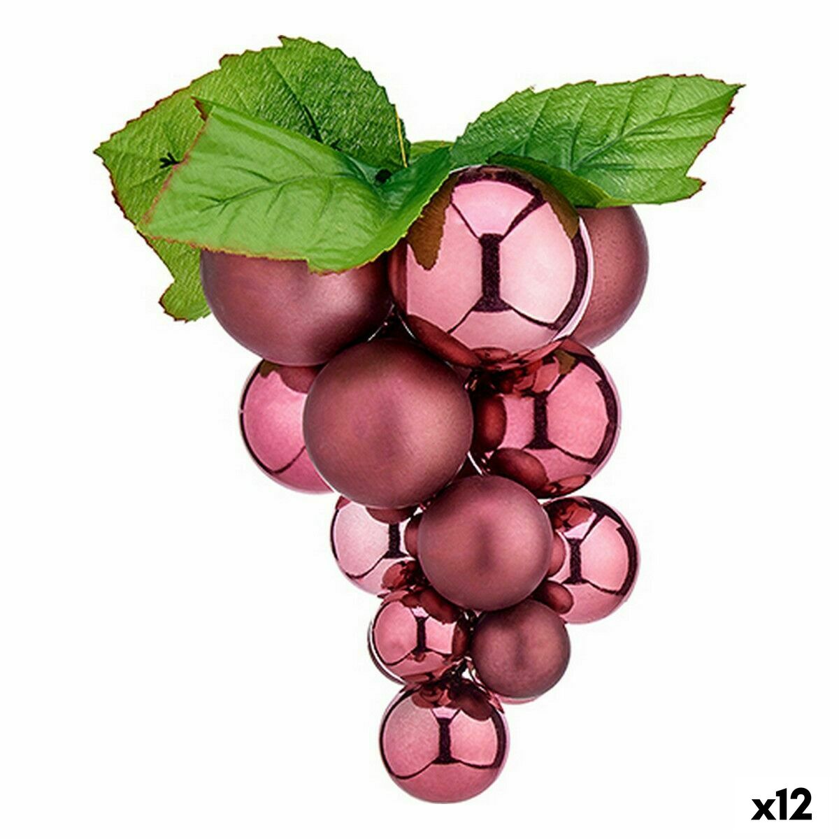 Vianočná guľa Hrozno Stredná Ružová Plastické 18 x 18 x 28 cm (12 kusov)