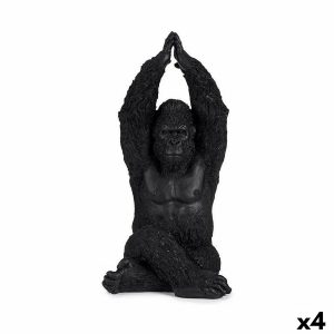 Dekoratívne postava Gorila Yoga Čierna 18 x 36,5 x 19,5 cm (4 kusov)