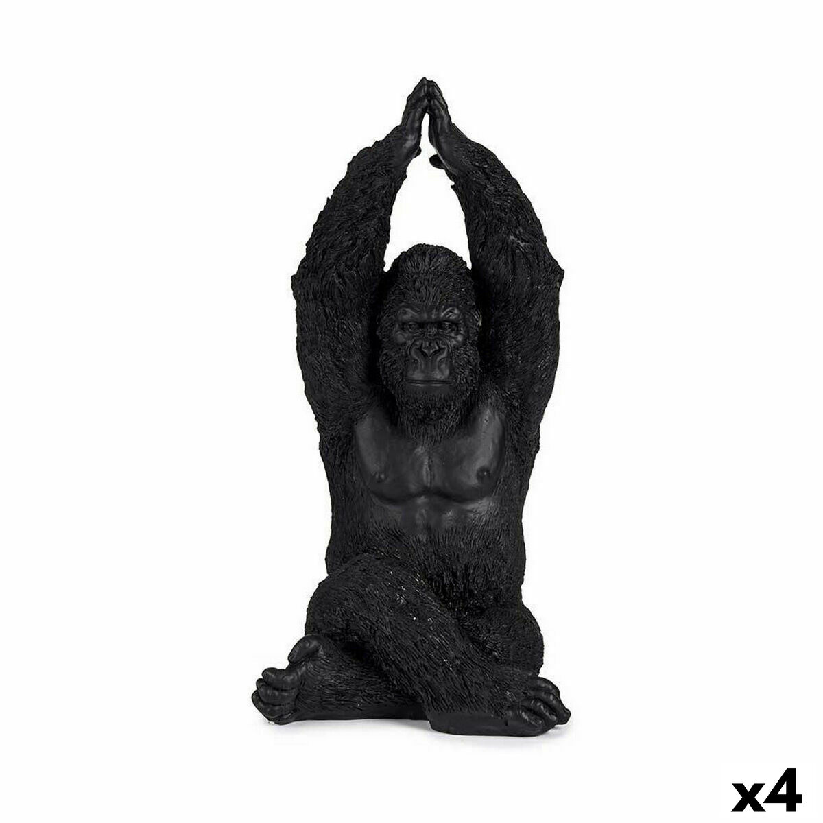 Dekoratívne postava Gorila Yoga Čierna 18 x 36,5 x 19,5 cm (4 kusov)
