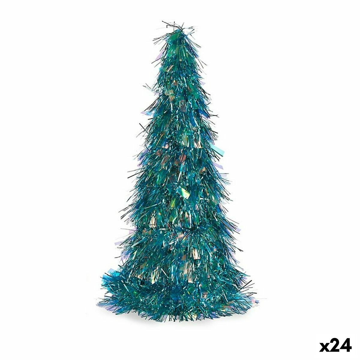 Dekoratívne postava Vianočný stromček Pozlátko Modrá Polypropylén PET 24 x 46 x 24 cm (24 kusov)