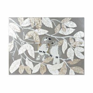Plátno DKD Home Decor Béžová Sivá List rastliny 90 x 4 x 70 cm