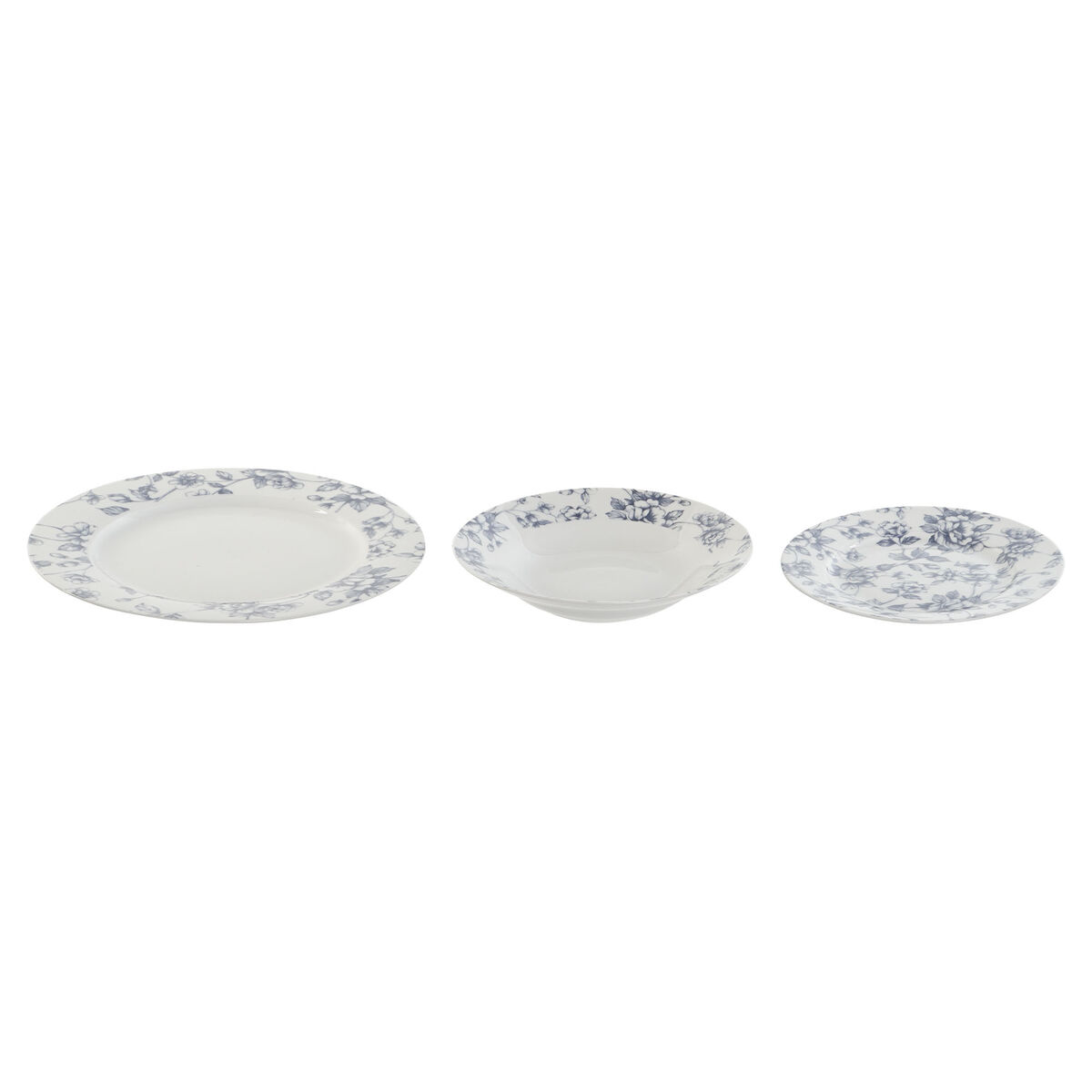 Súprava Tanierov Home ESPRIT Modrá Porcelán Kvetinový 18 Kusy 27 x 27 x 2 cm