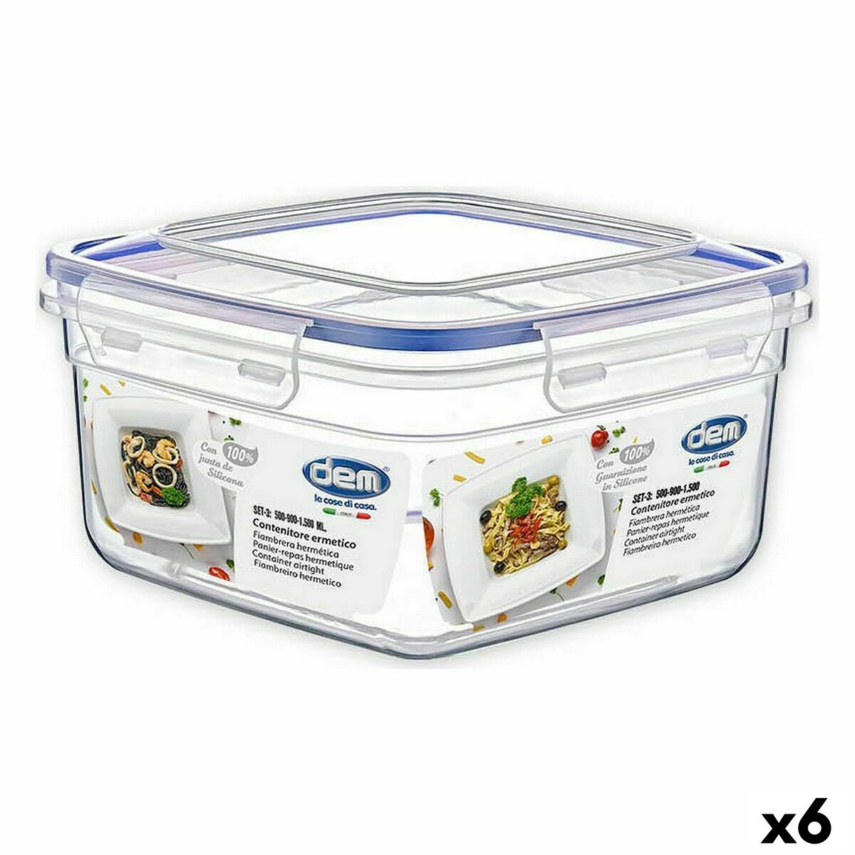 Súprava boxov Dem Hermetický 3 Kusy 500 ml 18 x 18 x 10 cm (6 kusov)