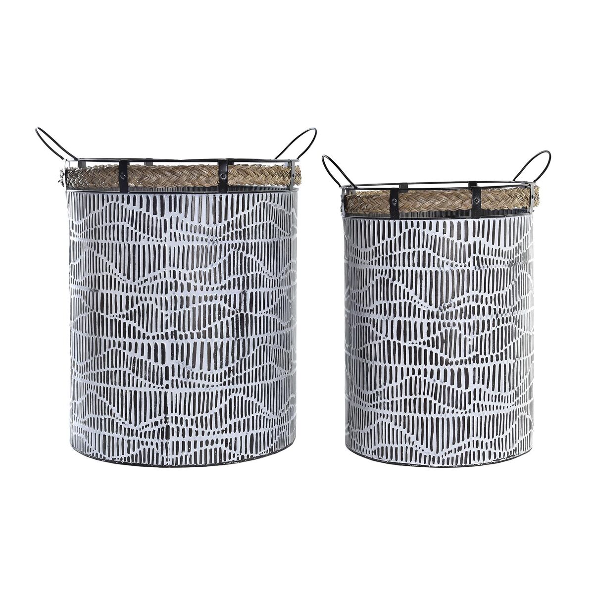 Súprava košíkov DKD Home Decor Lano Železo (52 x 42 x 58 cm)
