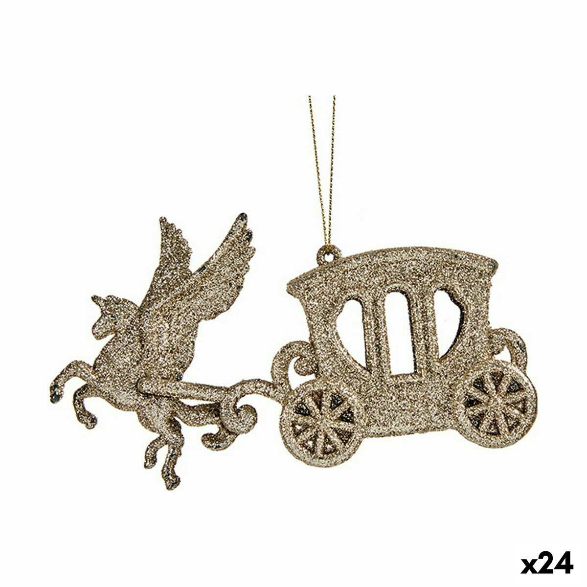 Vianočná ozdoba Zázračný vozík champagne Plastické Trblietky 15 x 8,5 x 4,5 cm (24 kusov)