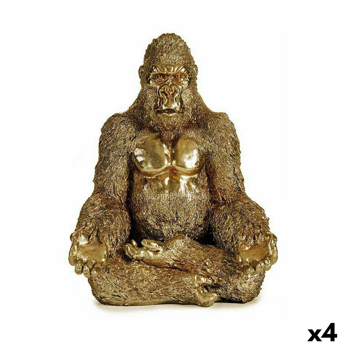 Dekoratívne postava Gorila Yoga Zlatá 19 x 26,5 x 22 cm (4 kusov)