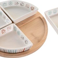 Tácka na chuťovky DKD Home Decor 21,5 x 21,5 x 1 cm Viacfarebná Kamenina