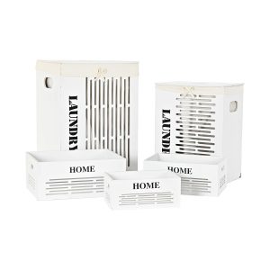 Sada košíkov DKD Home Decor Biela Čierna Béžová Drevo MDF 40 x 30 x 56 cm (5 Kusy) (5 kusov)