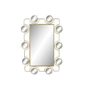Nástenné zrkadlo DKD Home Decor Čierna PVC Kov Zlatá (70 x 2 x 100 cm)