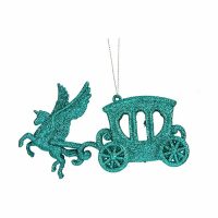 Vianočná ozdoba Zázračný vozík zelená Plastické Trblietky 15 x 8,5 x 4,5 cm (24 kusov)