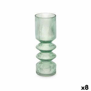 Váza Oruhy zelená Sklo 8 x 23 x 8 cm (8 kusov)