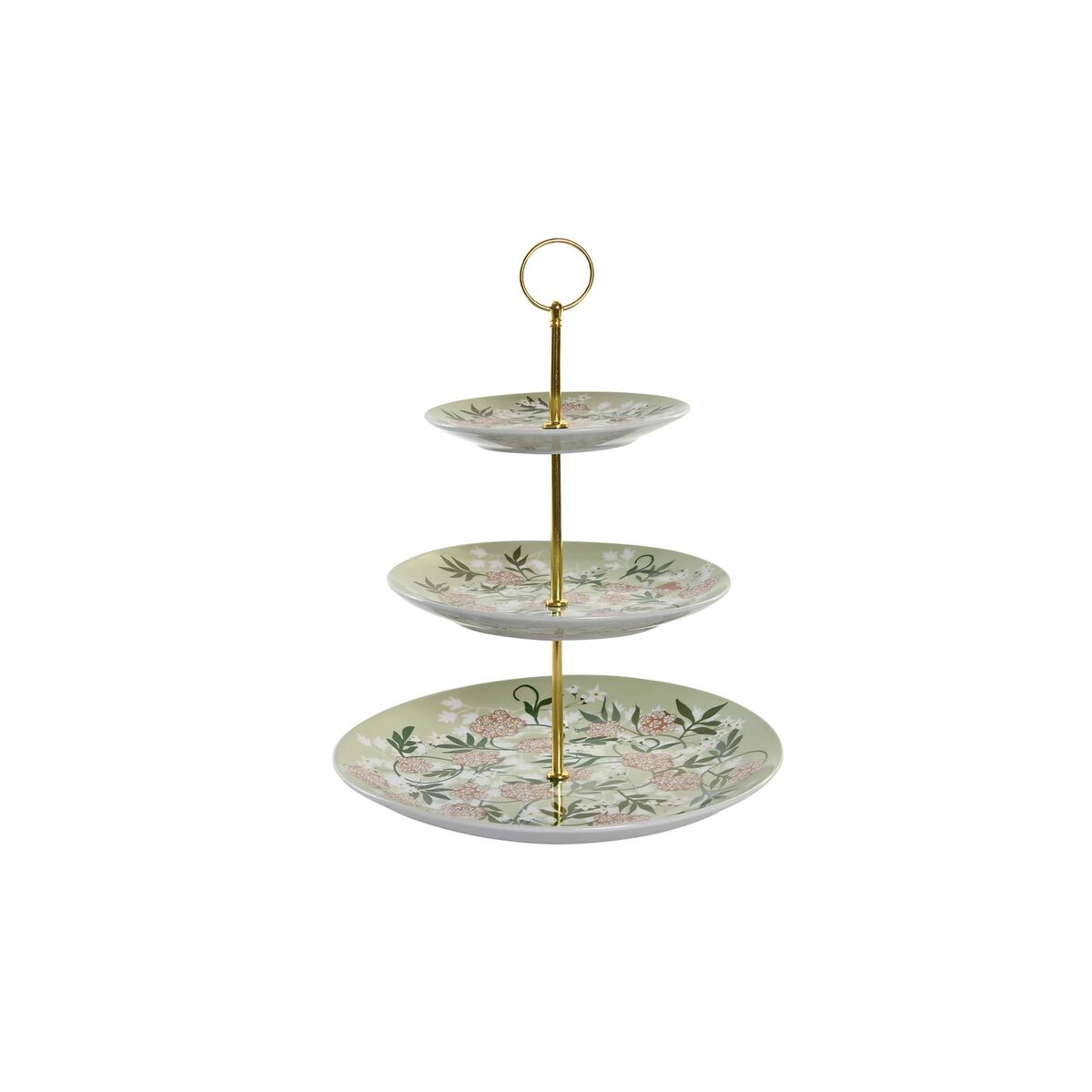 Misa na ovocie DKD Home Decor zelená Béžová Kov Porcelán Tradičný 27 x 27 x 34 cm