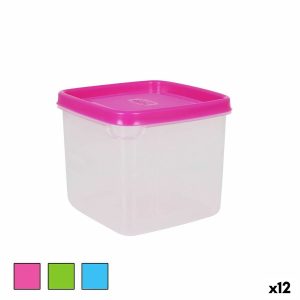 Štvorcová nádoba s vrchnákom 750 ml Hranatý 12 x 12 x 10 cm (12 kusov)