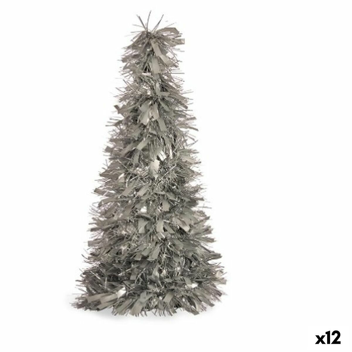 Dekoratívne postava Vianočný stromček Pozlátko Striebristý Polypropylén PET 27 x 45,5 x 27 cm (12 kusov)