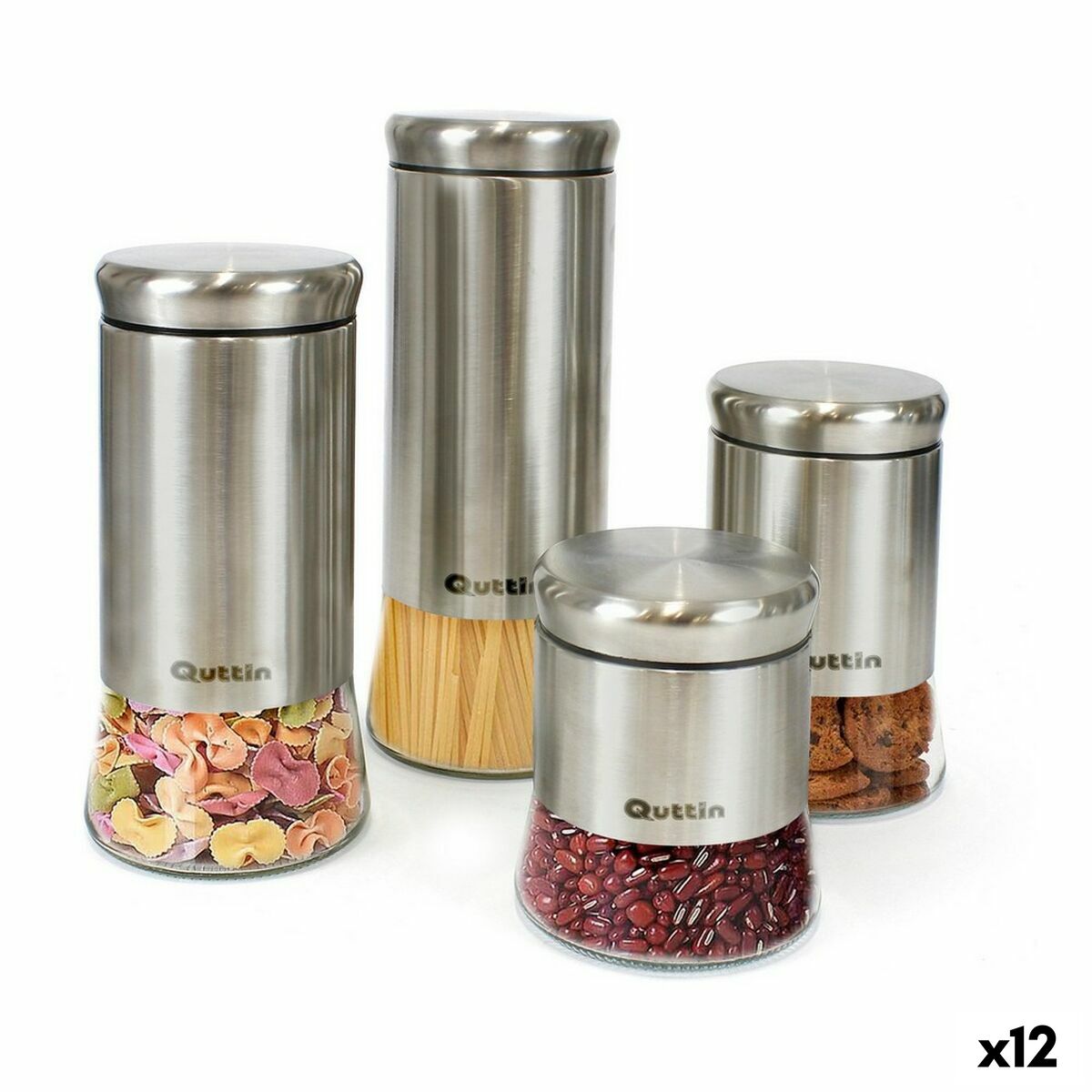 Loď Quttin Oceľ Sklo 11,5 x 11,5 x 23,5 cm (12 kusov) (1700 ml)