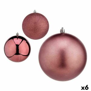 Sada vianočných gúľ Ružová Plastické ? 12 cm (6 kusov)
