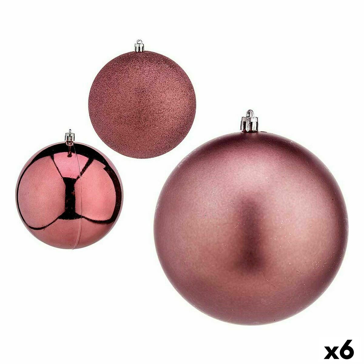 Sada vianočných gúľ Ružová Plastické ? 12 cm (6 kusov)