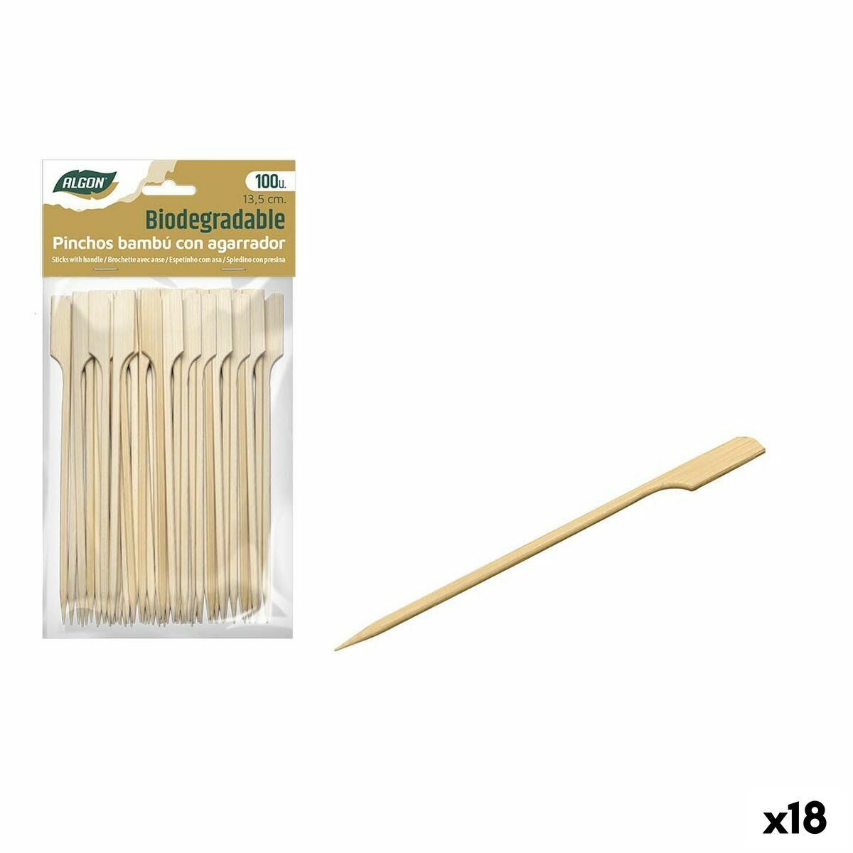 Sada grilovacích ihiel Algon Bambus 100 Kusy 13,5 cm (18 kusov)