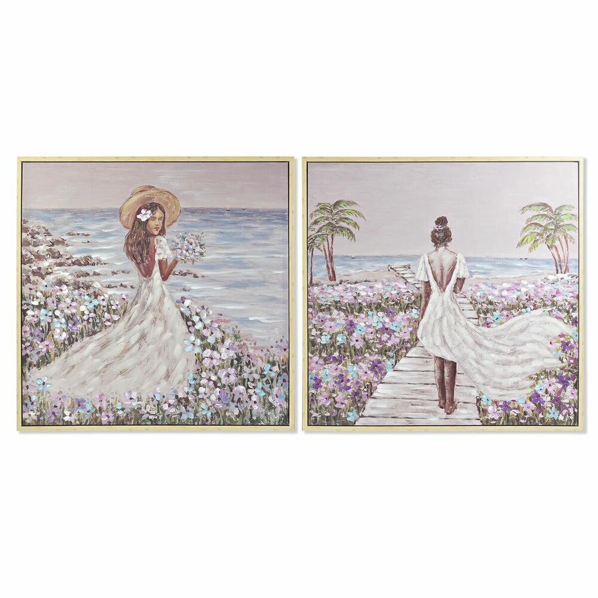 Maľba DKD Home Decor 100 x 4 x 100 cm Stredozemný (2 kusov)