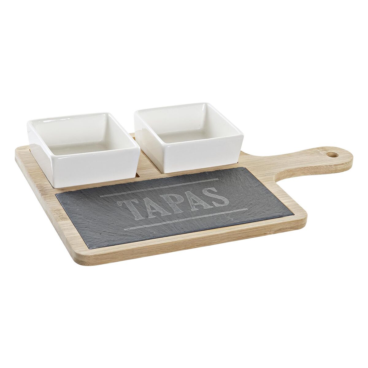 Sada Pohárov na Aperitív DKD Home Decor Tapas Bambus Kamenina Tabuľa 3 Kusy 31 x 20 x 5 cm