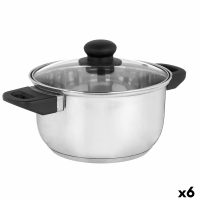 Kastról so sklenenou pokrievkou Striebristý Nerezová oceľ 2,5 L 31 x 10,5 x 20 cm (6 kusov)