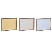 Tácka na chuťovky DKD Home Decor Modrá Ružová Žltá 3 Kusy Drevo MDF 40 x 30 x 5 cm Shabby Chic
